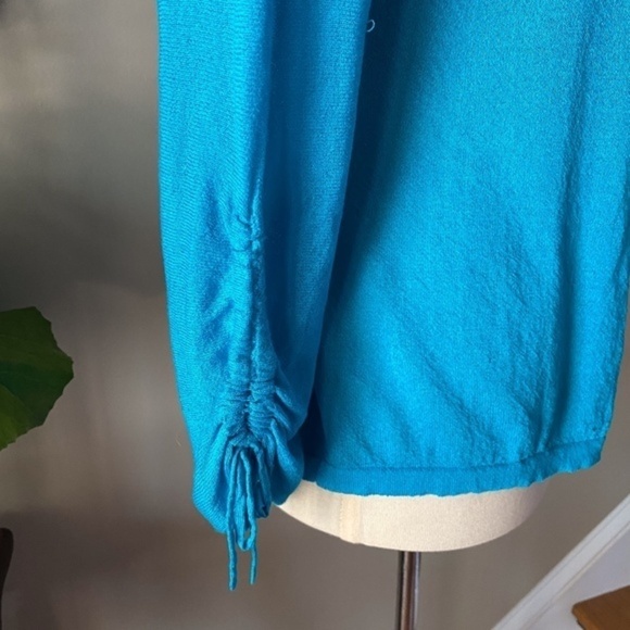 Chico's Blue Ruched Sleeve Open Cardigan small (0) - Picture 4 of 8